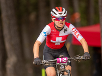 Monique Halter of Switzerland competes in the UCI Mountain Bike World Championships Women Under 23 in Pal Arinsal, Andorra, on August 31, 20...