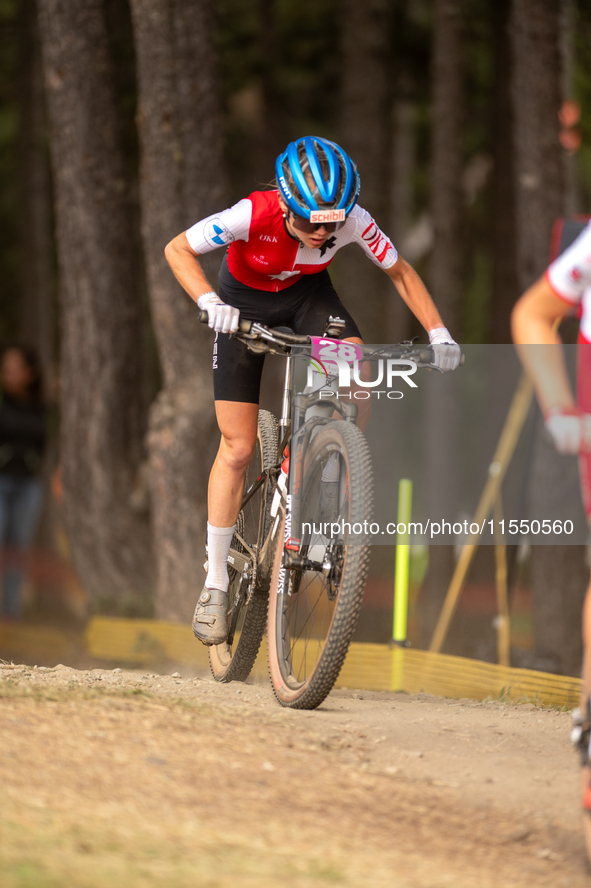 Fiona Schilebler of Switzerland competes in the UCI Mountain Bike World Championships Women Under 23 in Pal Arinsal, Andorra, on August 31,...