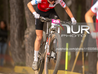 Fiona Schilebler of Switzerland competes in the UCI Mountain Bike World Championships Women Under 23 in Pal Arinsal, Andorra, on August 31,...