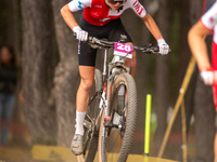 Fiona Schilebler of Switzerland competes in the UCI Mountain Bike World Championships Women Under 23 in Pal Arinsal, Andorra, on August 31,...