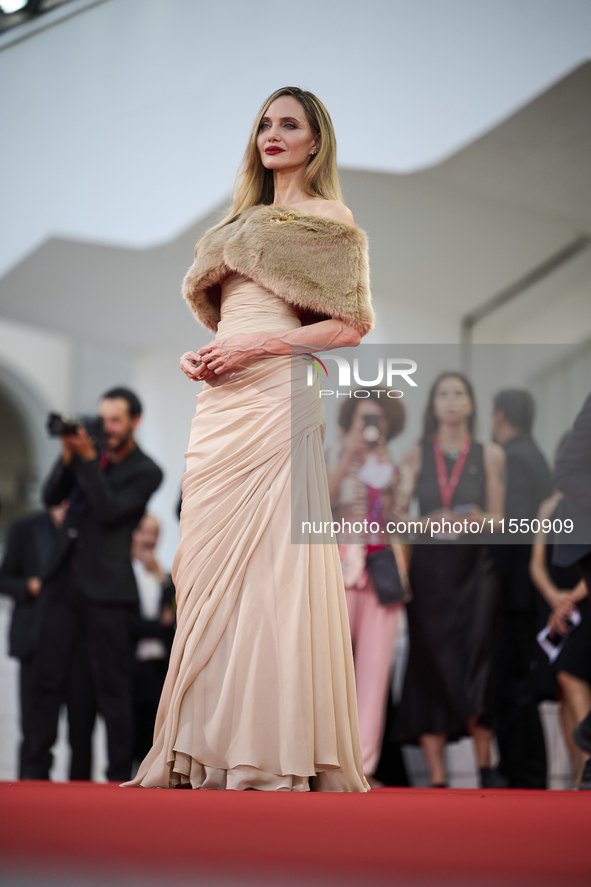 Angelina Jolie attends a red carpet for ''Maria'' during the 81st Venice International Film Festival in Venice, Italy, on August 29, 2024 