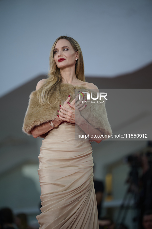 Angelina Jolie attends a red carpet for ''Maria'' during the 81st Venice International Film Festival in Venice, Italy, on August 29, 2024 