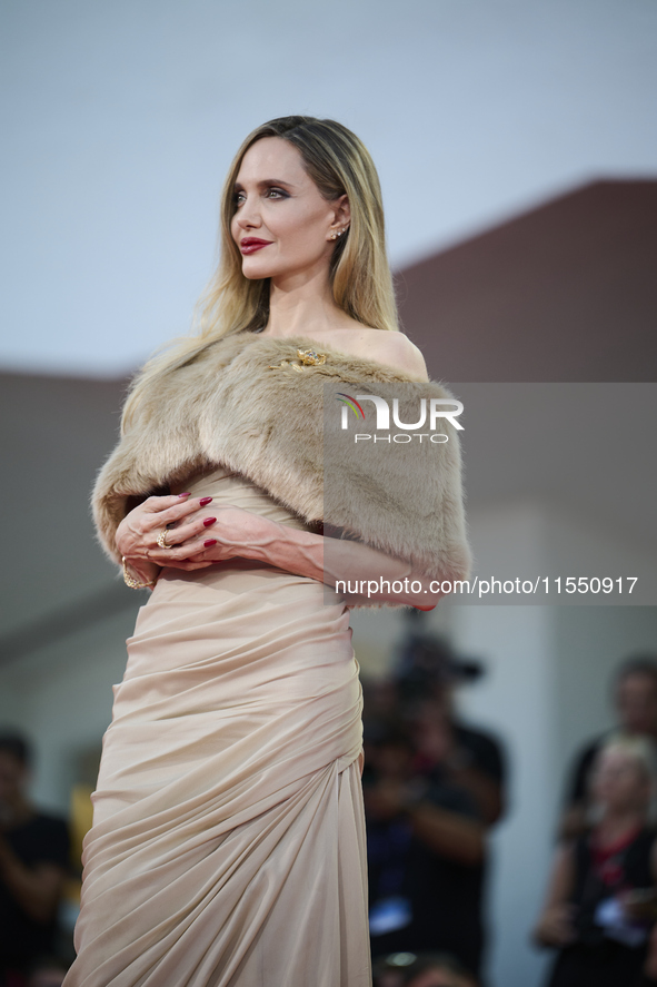 Angelina Jolie attends a red carpet for ''Maria'' during the 81st Venice International Film Festival in Venice, Italy, on August 29, 2024 