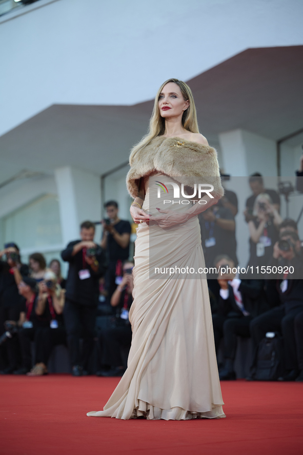 Angelina Jolie attends a red carpet for ''Maria'' during the 81st Venice International Film Festival in Venice, Italy, on August 29, 2024 