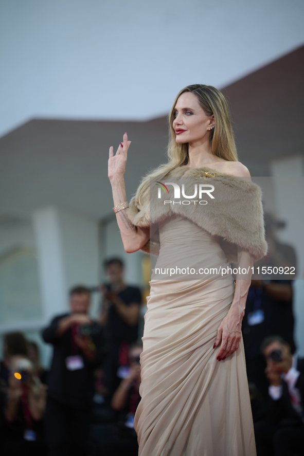 Angelina Jolie attends a red carpet for ''Maria'' during the 81st Venice International Film Festival in Venice, Italy, on August 29, 2024 