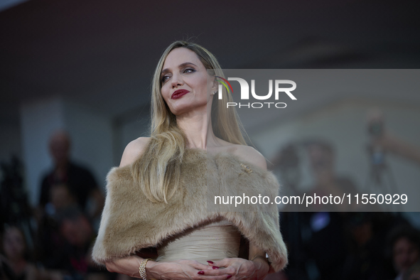 Angelina Jolie attends a red carpet for ''Maria'' during the 81st Venice International Film Festival in Venice, Italy, on August 29, 2024 