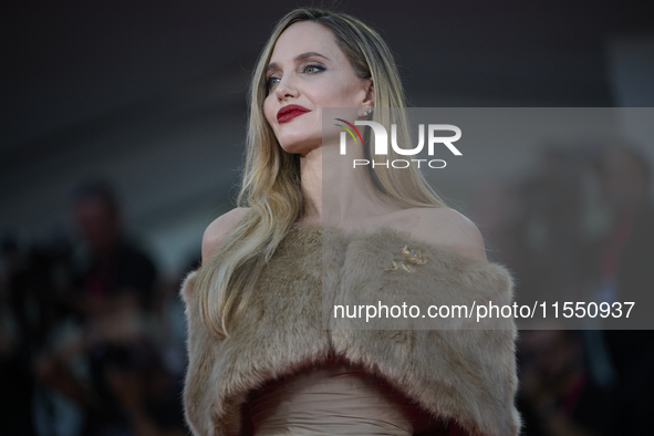 Angelina Jolie attends a red carpet for ''Maria'' during the 81st Venice International Film Festival in Venice, Italy, on August 29, 2024 