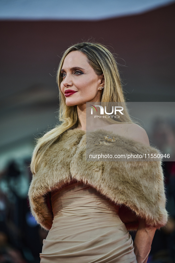 Angelina Jolie attends a red carpet for ''Maria'' during the 81st Venice International Film Festival in Venice, Italy, on August 29, 2024 