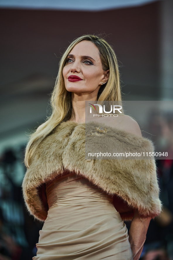 Angelina Jolie attends a red carpet for ''Maria'' during the 81st Venice International Film Festival in Venice, Italy, on August 29, 2024 