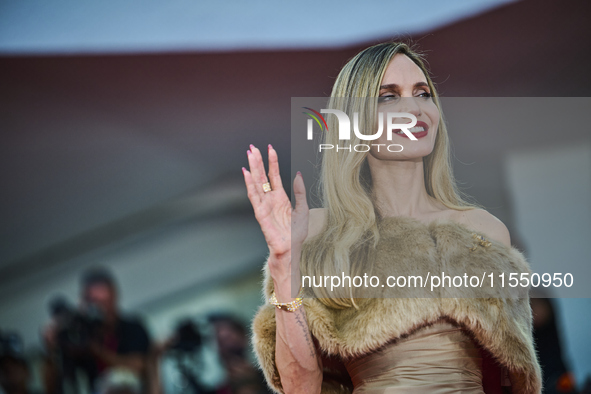 Angelina Jolie attends a red carpet for ''Maria'' during the 81st Venice International Film Festival in Venice, Italy, on August 29, 2024 