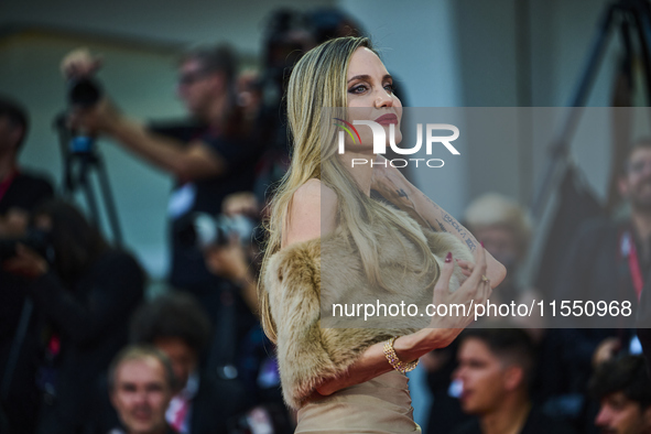 Angelina Jolie attends a red carpet for ''Maria'' during the 81st Venice International Film Festival in Venice, Italy, on August 29, 2024 