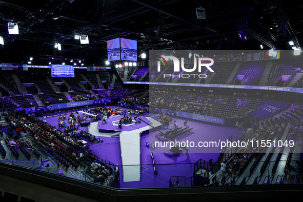 A general view of the stadium prior to the Men's up to 65kg Para Powerlifting Final on day eight of the Paris 2024 Summer Paralympic Games a...