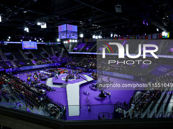 A general view of the stadium prior to the Men's up to 65kg Para Powerlifting Final on day eight of the Paris 2024 Summer Paralympic Games a...