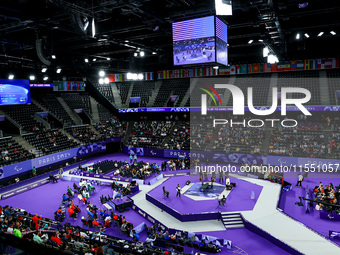 A general view of the stadium prior to the Men's up to 65kg Para Powerlifting Final on day eight of the Paris 2024 Summer Paralympic Games a...