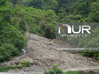 Landslides occur due to heavy rainfall in Dhankuta, Nepal, on September 06, 2024 (