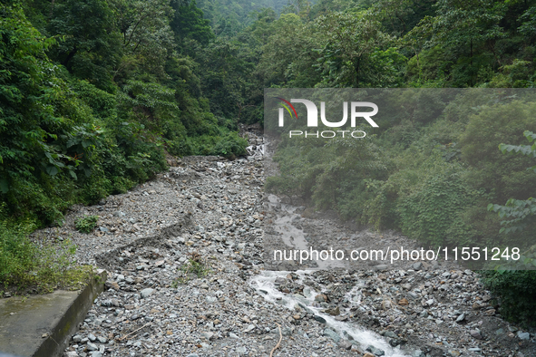 Landslides occur due to heavy rainfall in Dhankuta, Nepal, on September 06, 2024 