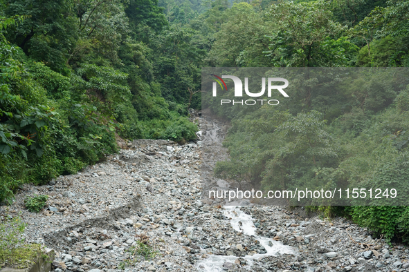 Landslides occur due to heavy rainfall in Dhankuta, Nepal, on September 06, 2024 