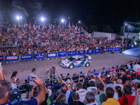 The driver Jourdan Serderidis and co-driver Frederic Miclotte of the M-Sport Ford WRT, Ford Puma Rally1 Hybrid, face the ceremonial start du...