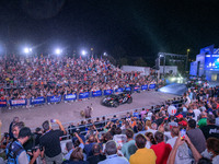 Driver Takamoto Katsuta and co-driver Aaron Johnston of Team Toyota Gazoo Racing WRT, Toyota GR Yaris Rally1 Hybrid, face the ceremonial sta...