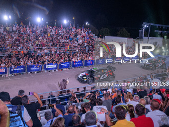 Driver Elfyn Evans and co-driver Scott Martin of the team Toyota Gazoo Racing WRT, Toyota GR Yaris Rally1 Hybrid, face the ceremonial start...