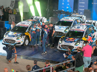 Driver Adrien Fourmaux and co-driver Alexandre Coria, driver Gregoire Munster and co-driver Louis Louka, and driver Jourdan Serderidis and c...