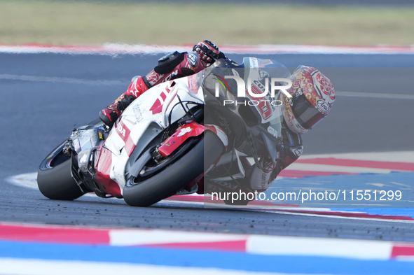 Takaaki Nakagami (Gia-Honda LCR) participates in the Gran Premio Red Bull di San Marino e della Riviera di Rimini Free Practice MotoGP on Fr...