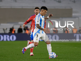 Lisandro Martinez of Argentina is in action during the FIFA World Cup 2026 Qualifier match between Argentina and Chile at Estadio Mas Monume...