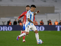 Lisandro Martinez of Argentina is in action during the FIFA World Cup 2026 Qualifier match between Argentina and Chile at Estadio Mas Monume...