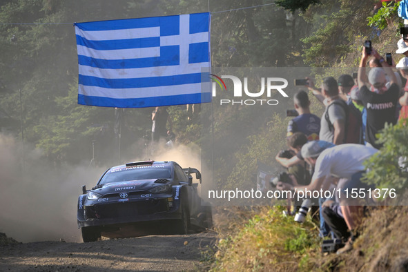 Driver Sebastien Ogier and co-driver Vincent Landais of the team Toyota Gazoo Racing WRT, Toyota GR Yaris Rally1 Hybrid, face the first day...