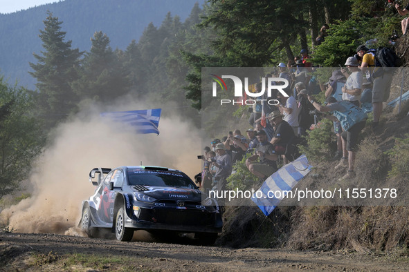 Driver Elfyn Evans and co-driver Scott Martin of the team Toyota Gazoo Racing WRT, Toyota GR Yaris Rally1 Hybrid, face the first day of the...