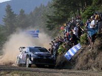 Driver Elfyn Evans and co-driver Scott Martin of the team Toyota Gazoo Racing WRT, Toyota GR Yaris Rally1 Hybrid, face the first day of the...