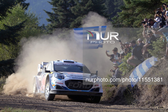 Driver Gregoire Munster and co-driver Louis Louka of the team M-Sport Ford World Rally Team Ford Puma Rally1 Hybrid face the first day of th...