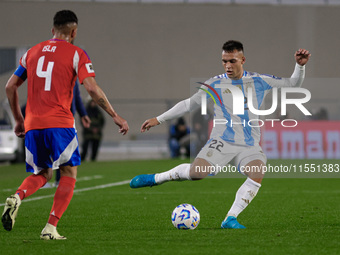 Lautaro Martinez of Argentina is in action during the FIFA World Cup 2026 Qualifier match between Argentina and Chile at Estadio Mas Monumen...