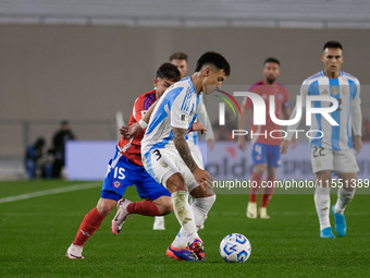 Lisandro Martinez of Argentina is in action during the FIFA World Cup 2026 Qualifier match between Argentina and Chile at Estadio Mas Monume...