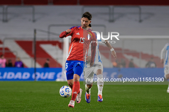 Felipe Loyola of Chile is in action during the FIFA World Cup 2026 Qualifier match between Argentina and Chile at Estadio Mas Monumental Ant...