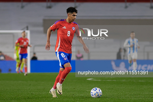 Dario Osorio of Chile is in action during the FIFA World Cup 2026 Qualifier match between Argentina and Chile at Estadio Mas Monumental Anto...