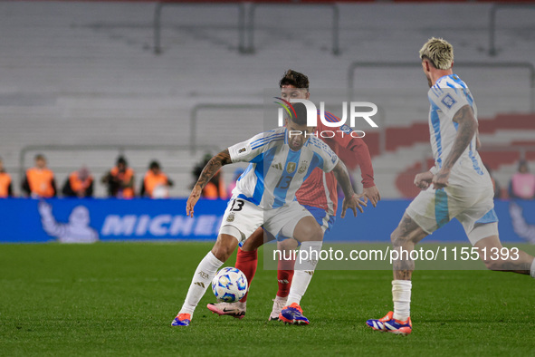 Cristian Romero of Argentina is in action during the FIFA World Cup 2026 Qualifier match between Argentina and Chile at Estadio Mas Monument...