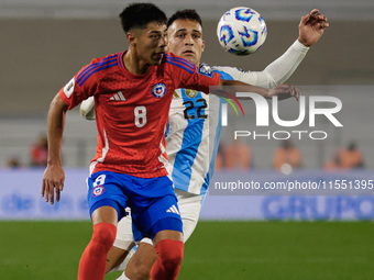 Dario Osorio of Chile and Lautaro Martinez of Argentina are in action during the FIFA World Cup 2026 Qualifier match between Argentina and C...