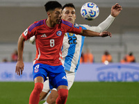 Dario Osorio of Chile and Lautaro Martinez of Argentina are in action during the FIFA World Cup 2026 Qualifier match between Argentina and C...