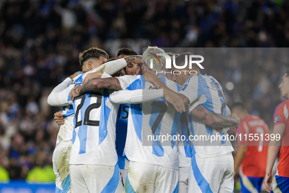 Alexis Mac Allister of Argentina celebrates with his teammates after scoring the first goal of his team during the FIFA World Cup 2026 Quali...