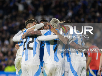 Alexis Mac Allister of Argentina celebrates with his teammates after scoring the first goal of his team during the FIFA World Cup 2026 Quali...