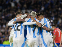 Alexis Mac Allister of Argentina celebrates with his teammates after scoring the first goal of his team during the FIFA World Cup 2026 Quali...