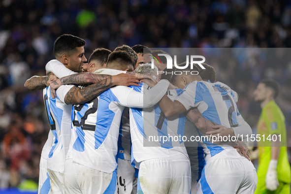 Alexis Mac Allister of Argentina celebrates with his teammates after scoring the first goal of his team during the FIFA World Cup 2026 Quali...