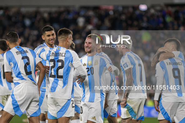 Alexis Mac Allister of Argentina celebrates with his teammates after scoring the first goal of his team during the FIFA World Cup 2026 Quali...