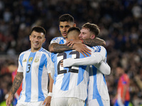 Alexis Mac Allister and Lautaro Martinez of Argentina celebrate after scoring the first goal of their team during the FIFA World Cup 2026 Qu...