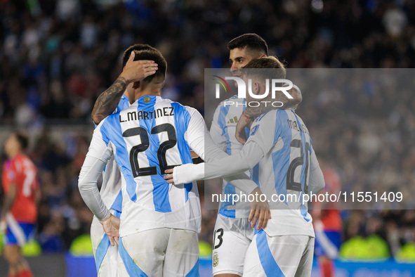 Alexis Mac Allister of Argentina celebrates with his teammates after scoring the first goal of his team during the FIFA World Cup 2026 Quali...