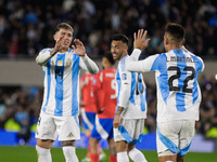 Enzo Fernandez and Lautaro Martinez of Argentina celebrate after the first goal of their team during the FIFA World Cup 2026 Qualifier match...