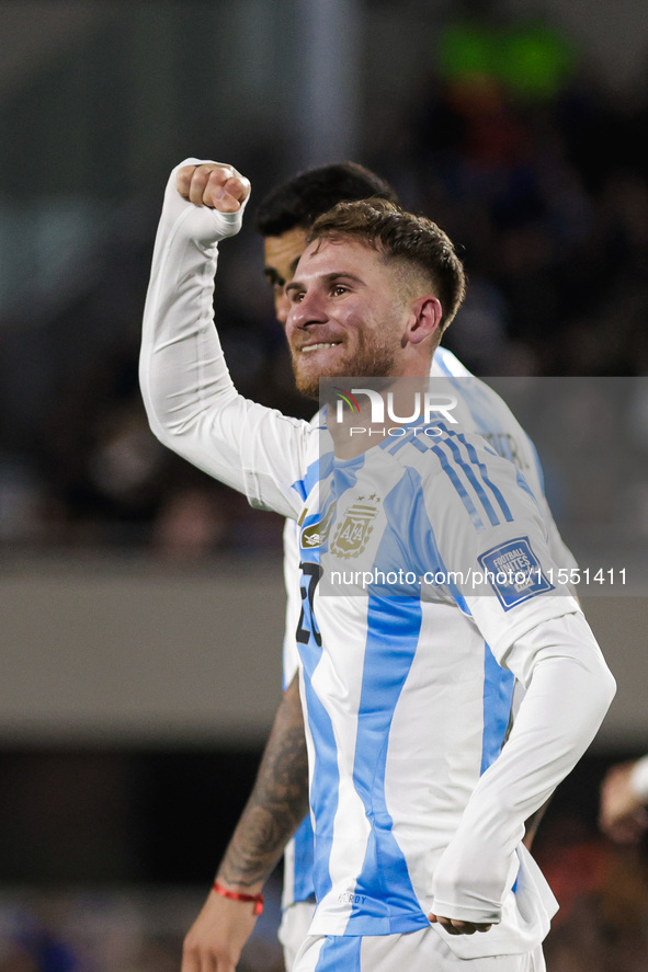 Alexis Mac Allister of Argentina celebrates after scoring the first goal of his team during the FIFA World Cup 2026 Qualifier match between...