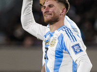 Alexis Mac Allister of Argentina celebrates after scoring the first goal of his team during the FIFA World Cup 2026 Qualifier match between...