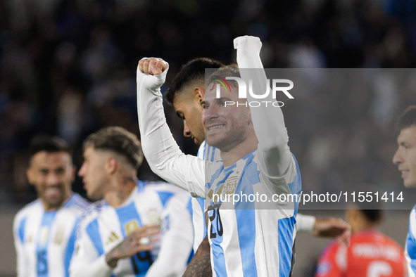 Alexis Mac Allister of Argentina celebrates after scoring the first goal of his team during the FIFA World Cup 2026 Qualifier match between...